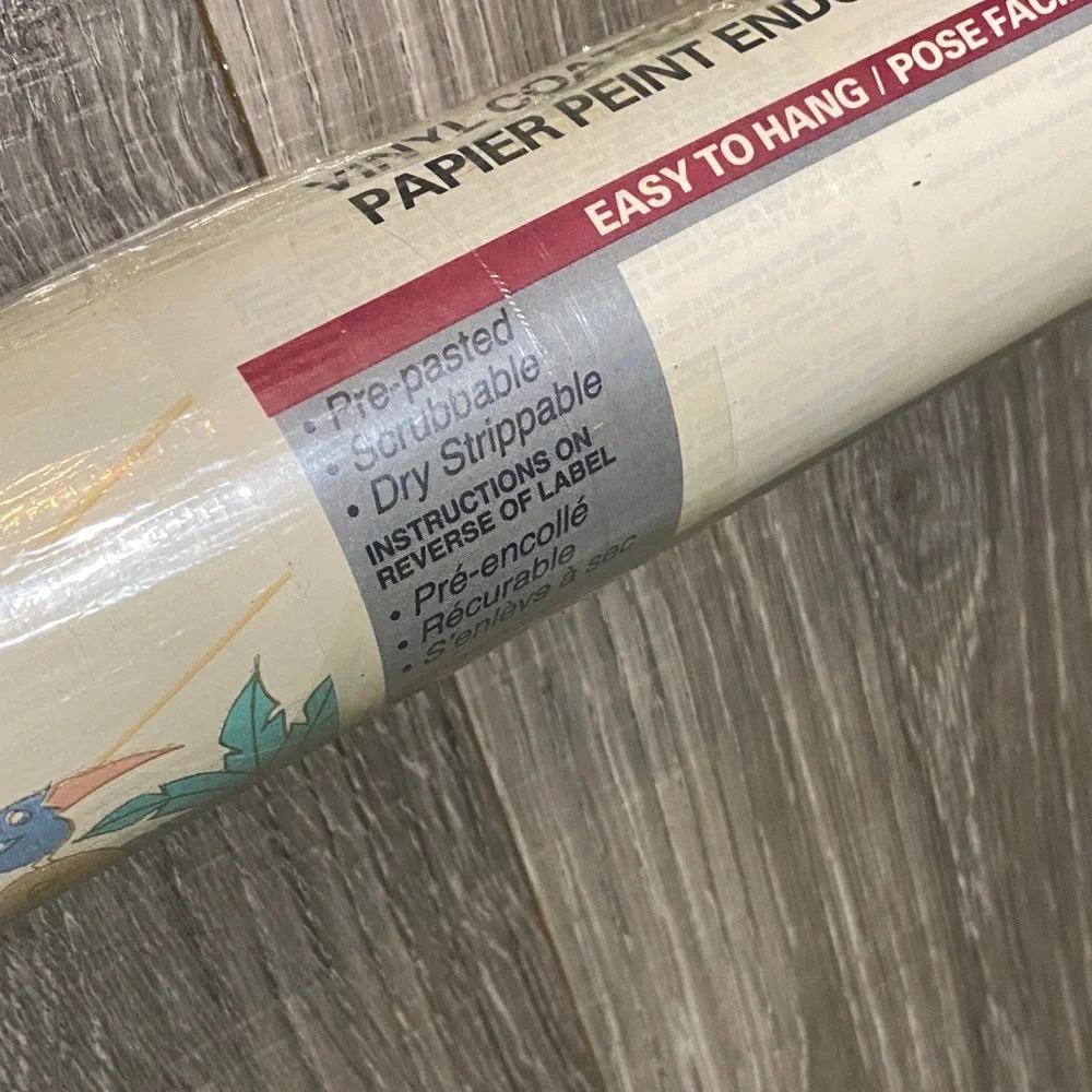 Vintage Beige Dinosaur Tropical Palm Wallpaper Roll